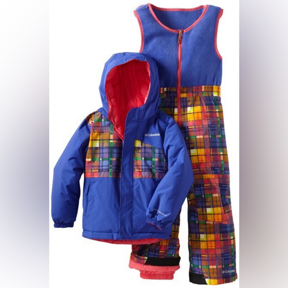 columbia kids snow slush reversible matching set 4T ski purple multicolor plaid